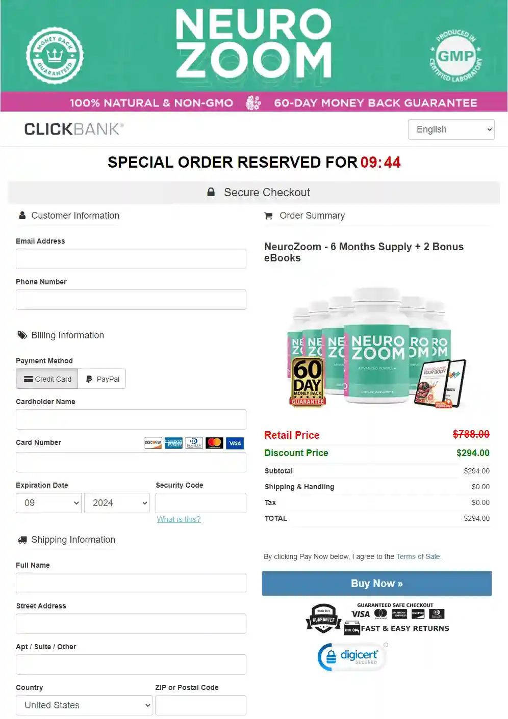 neurozoom buy page